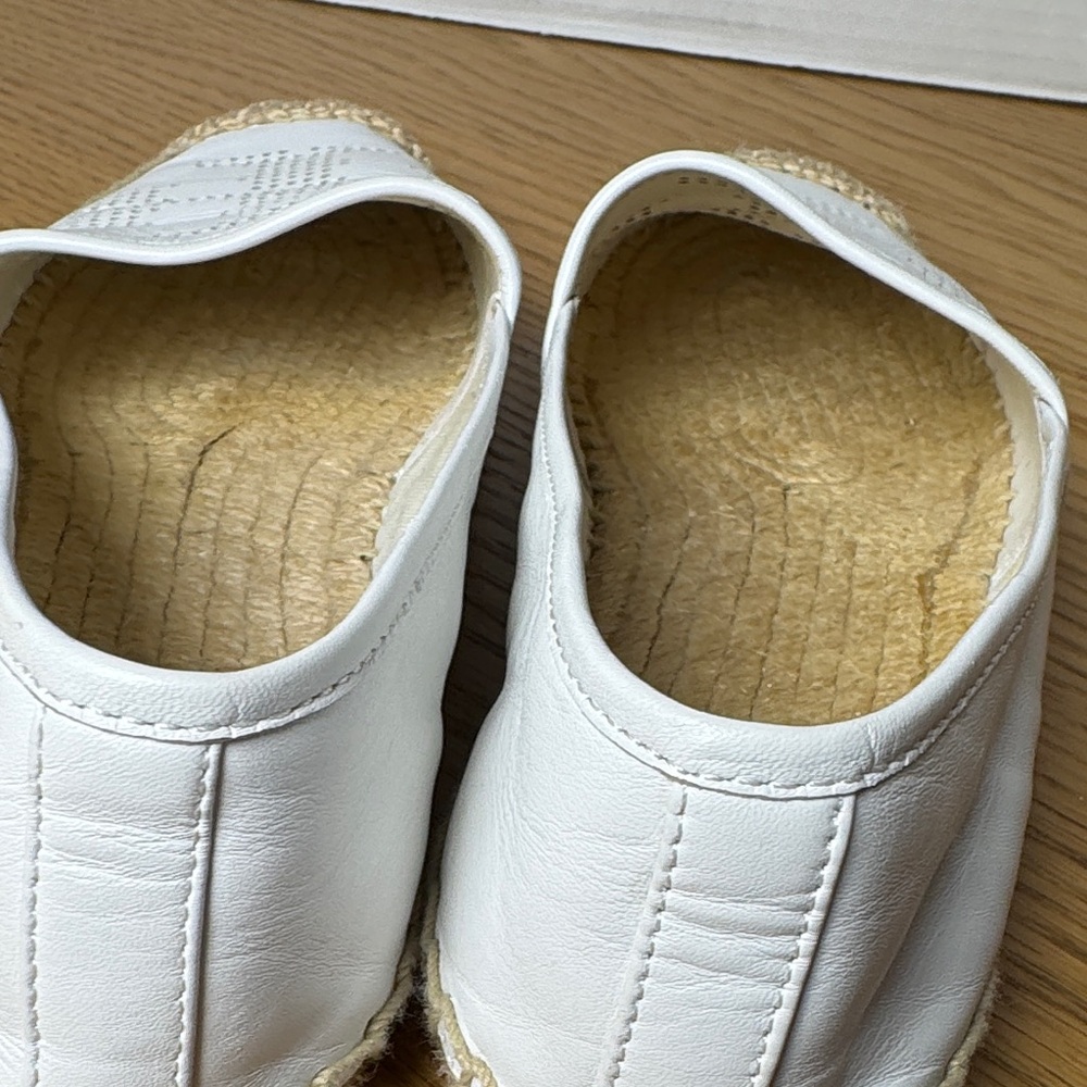 TORY‎ BURCH White Leather Espadrille Flats Perforated Logo Preppy Beach Resort 8 - Picture 5 of 13
